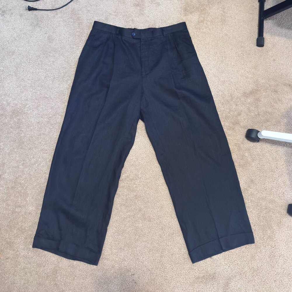 Mens Black Linen Pants Sz-38